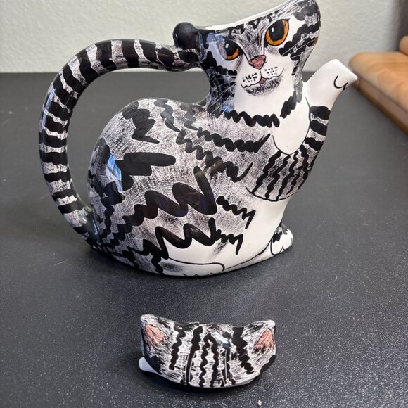 Vintage Cats By Nina Teapot Nina Lyman Ceramic - Picture 2 of 6